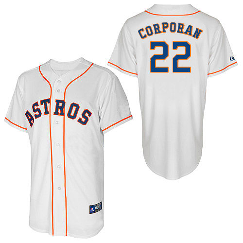 Carlos Corporan #22 Youth Baseball Jersey-Houston Astros Authentic Home White Cool Base MLB Jersey